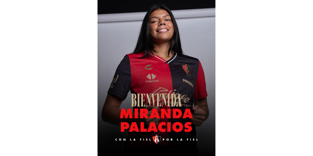 Graphic showing LSHS grad Miranda Palacios in her Atlas FC jersey.