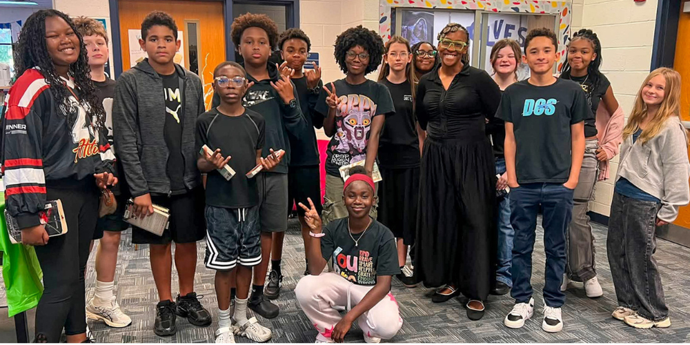 Mason Creek Middle students wearing all black as part of a social experiment.