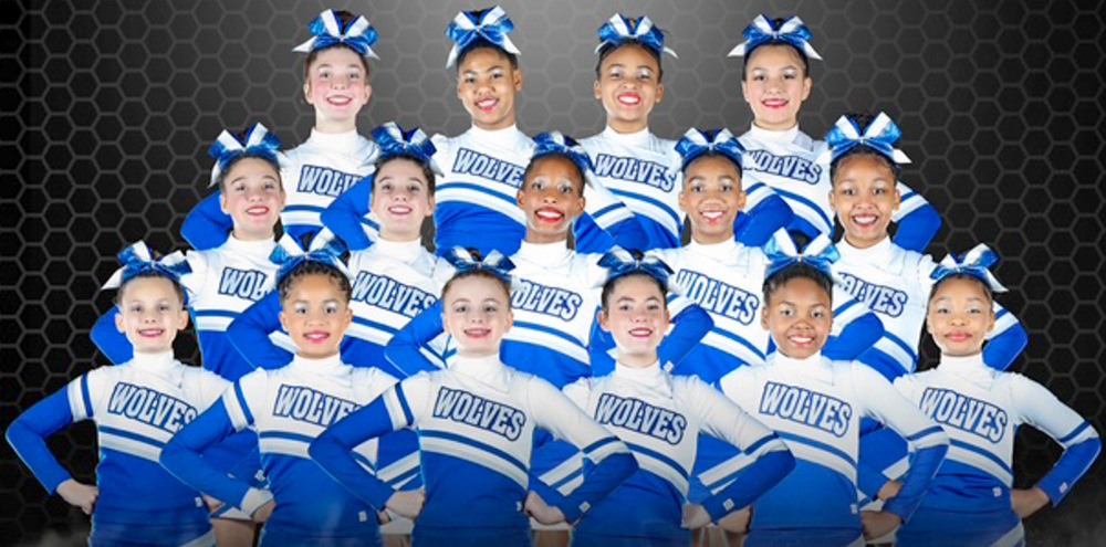 Group photo of the state champion Mason Creek Middle Competition Cheerleading Squad.