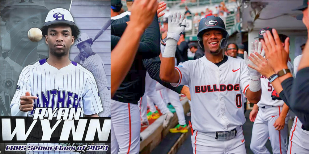 Photos of Ryan Wynn playing baseball at Chapel Hill High School and the University of Georgia.