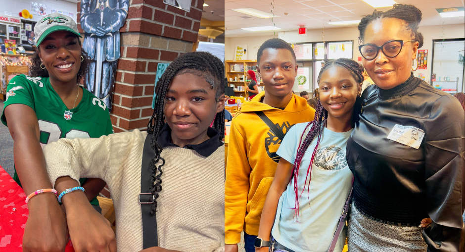 Students with their moms during FSMS' Muffins with Moms