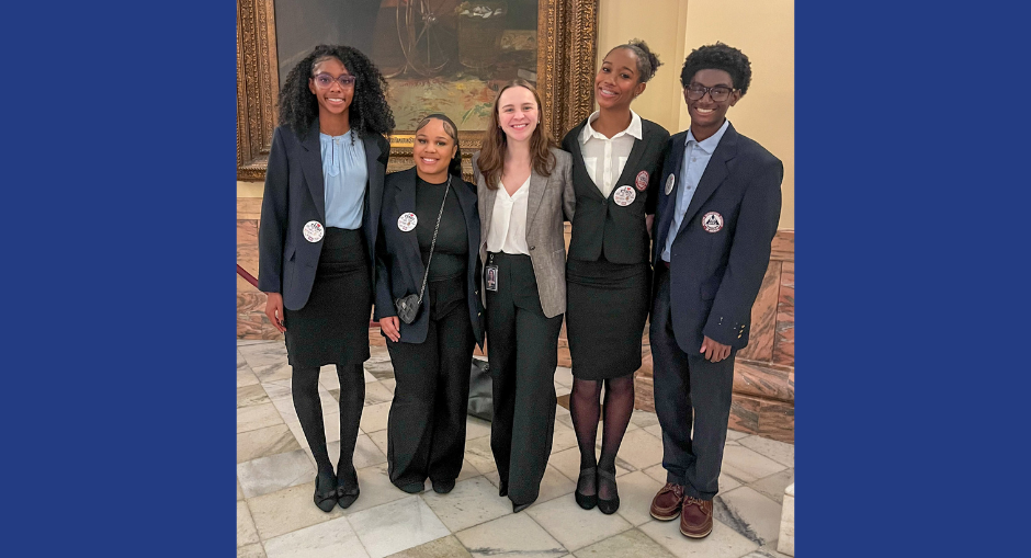 Douglas County High School Health Occupations Students of America (HOSA) officers Kayli Young, J'Seema Hendrickson, Jariah Henry and Zariyah Holmes at the State Capitol.