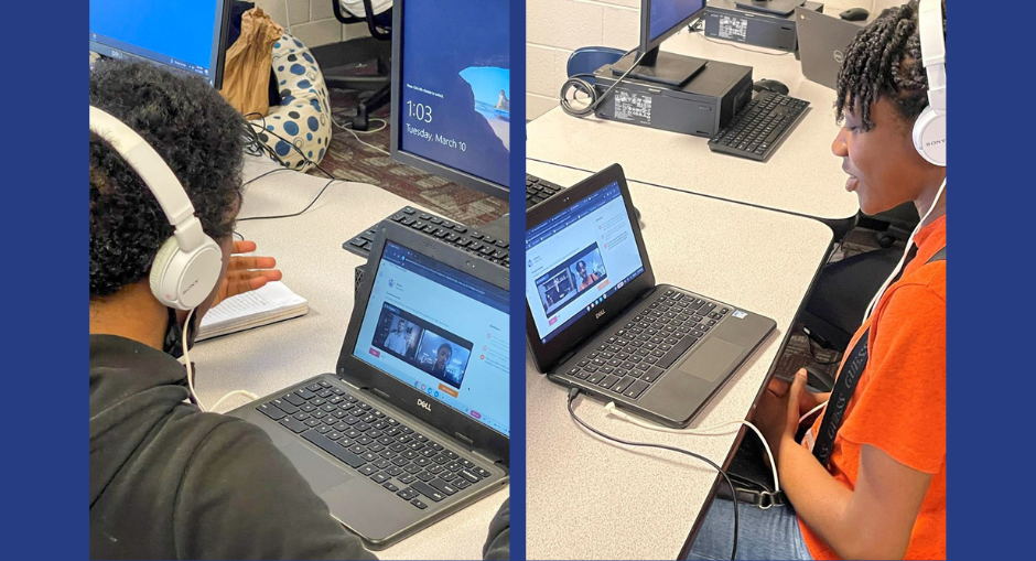 Students take part in a AI-powered platform that provides on-demand interview practice.