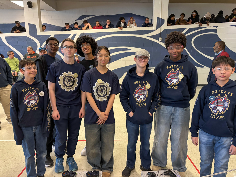 Members of the DCHS Robotics Club pose for a group photo.