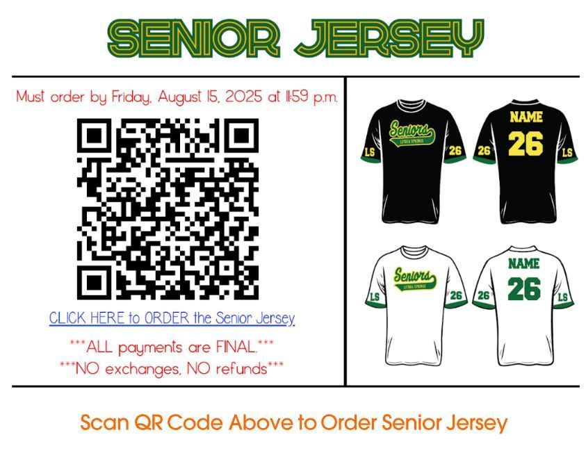 Senior Jersey (Class of 2026) - Order Now!