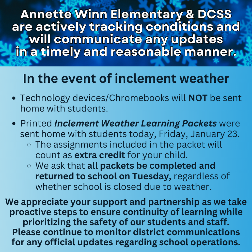 Inclement Weather Learning Packets
