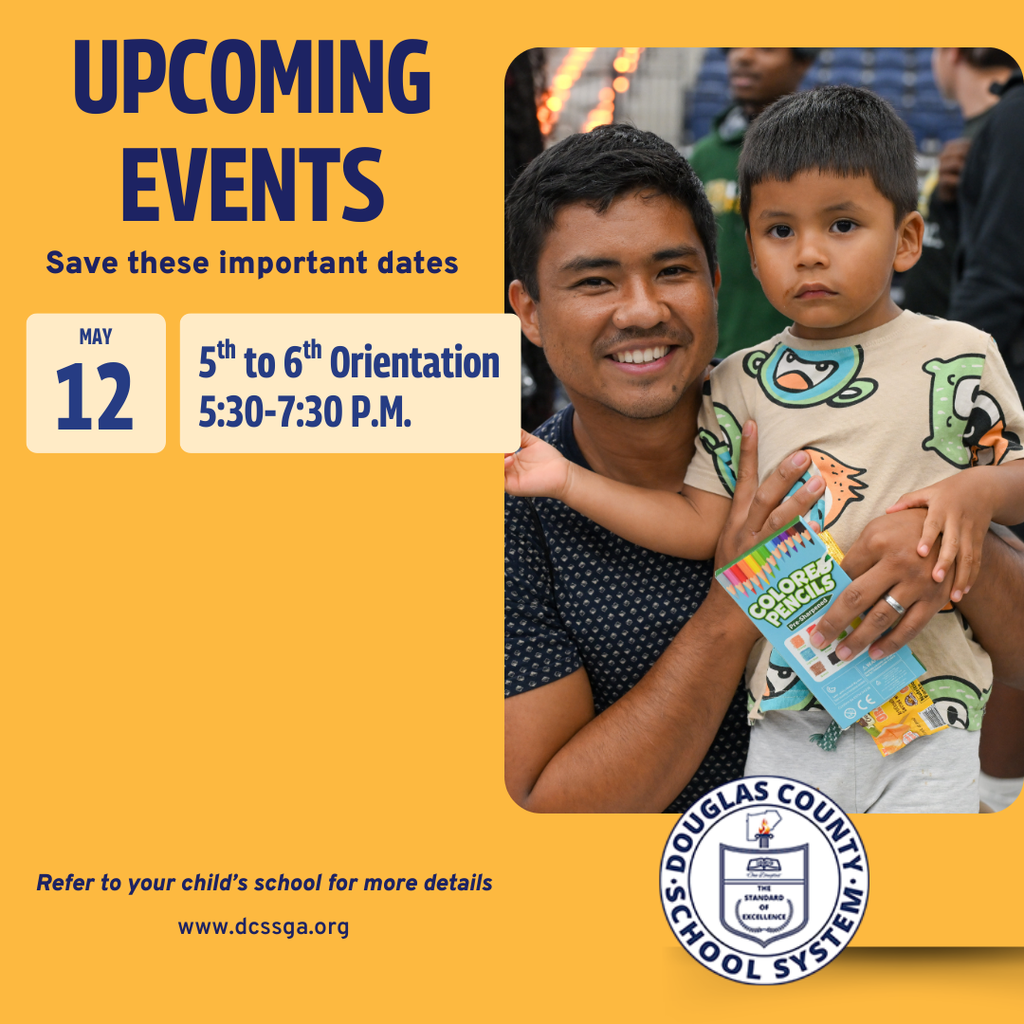 Graphic showing Upcoming Events in the Teaching and Learning Department with a photo of a parent and child.