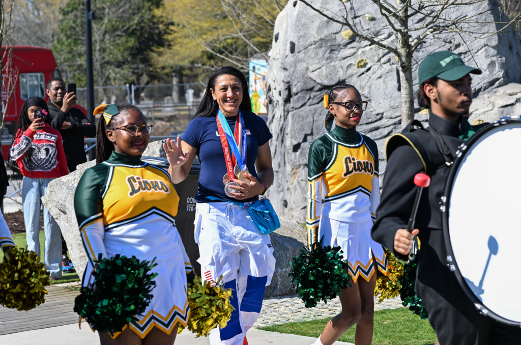 Elena Meyers Taylor Women's Monobob Gold Medalist Celebration