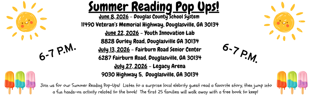 Summer Reading PopUp Dates