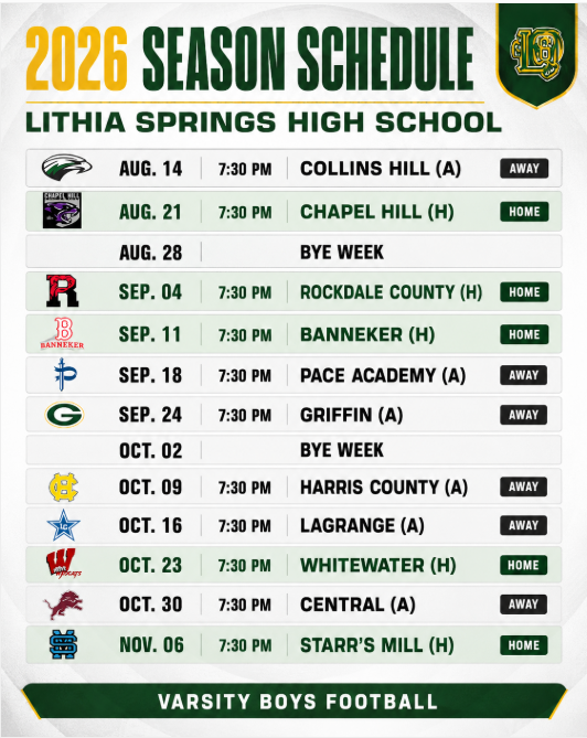 2026 Varsity Football Schedule