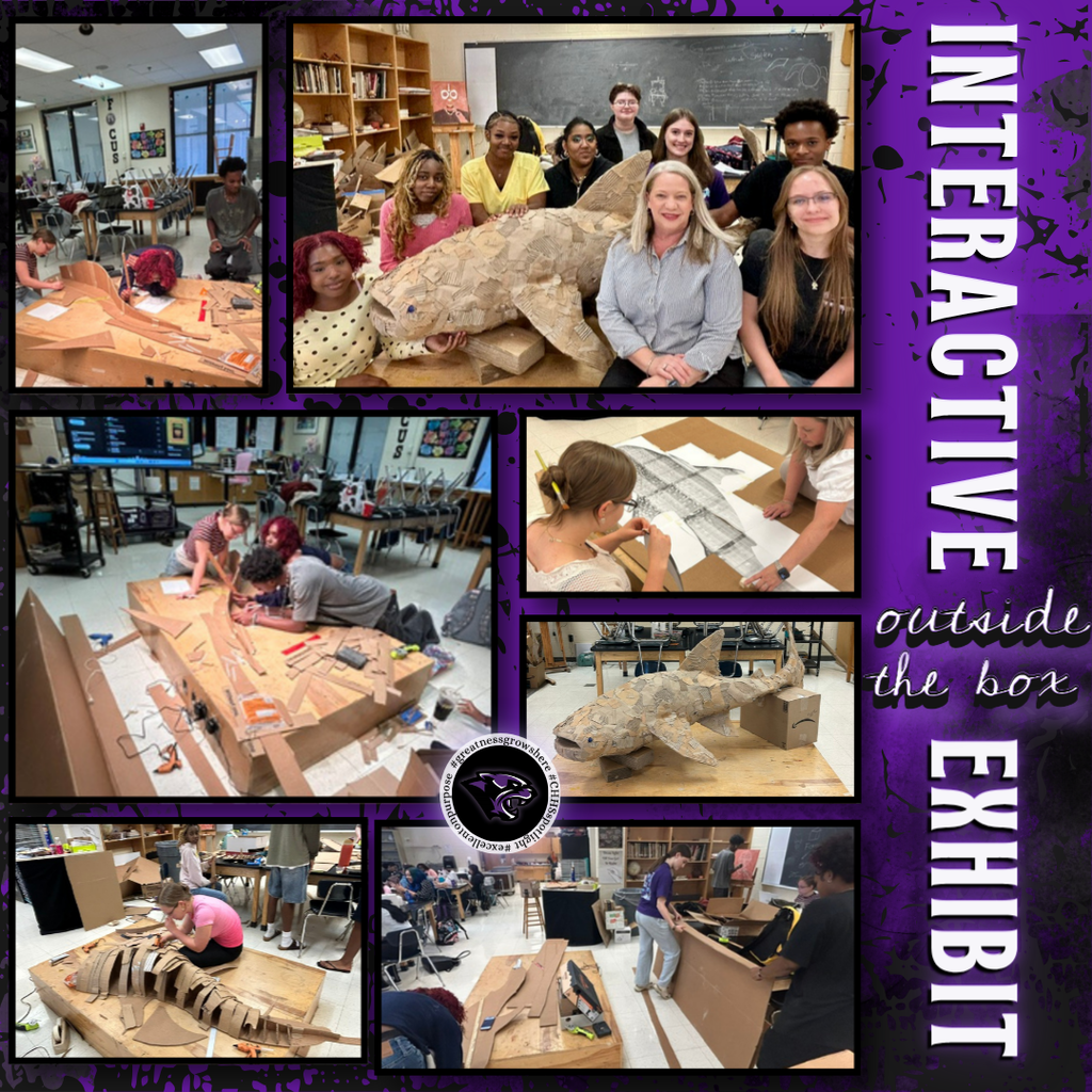 Art students working on interactive exhibit
