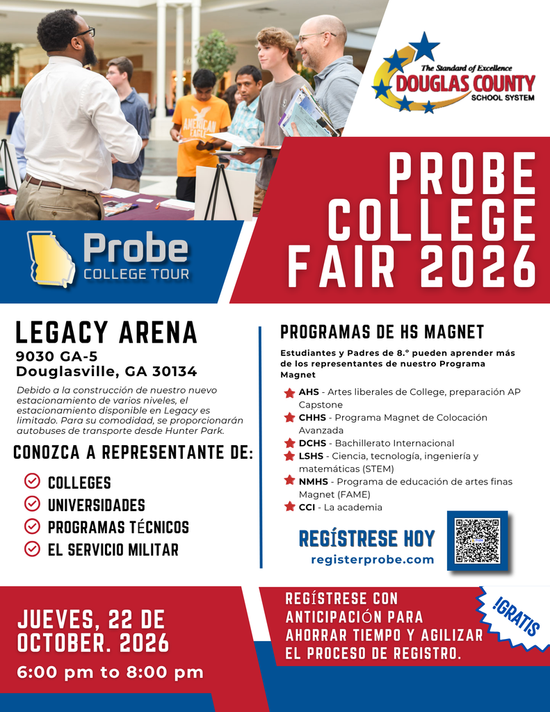 Probe College Tour flyer in Spanish