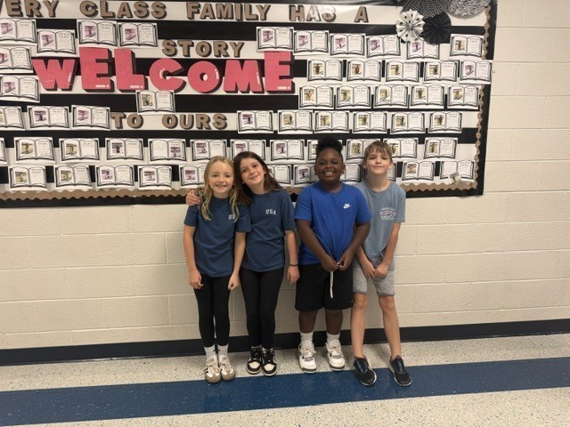 Students wearing Red, White, and Blue
