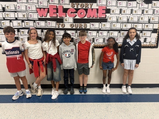 Students wearing Red, White, and Blue
