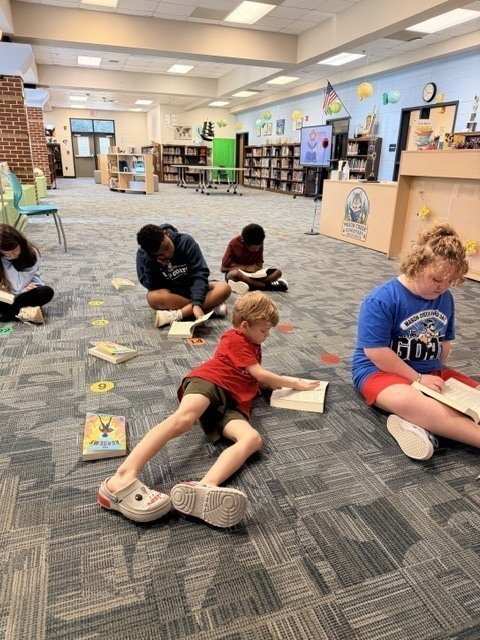 Students wearing Red, White, and Blue