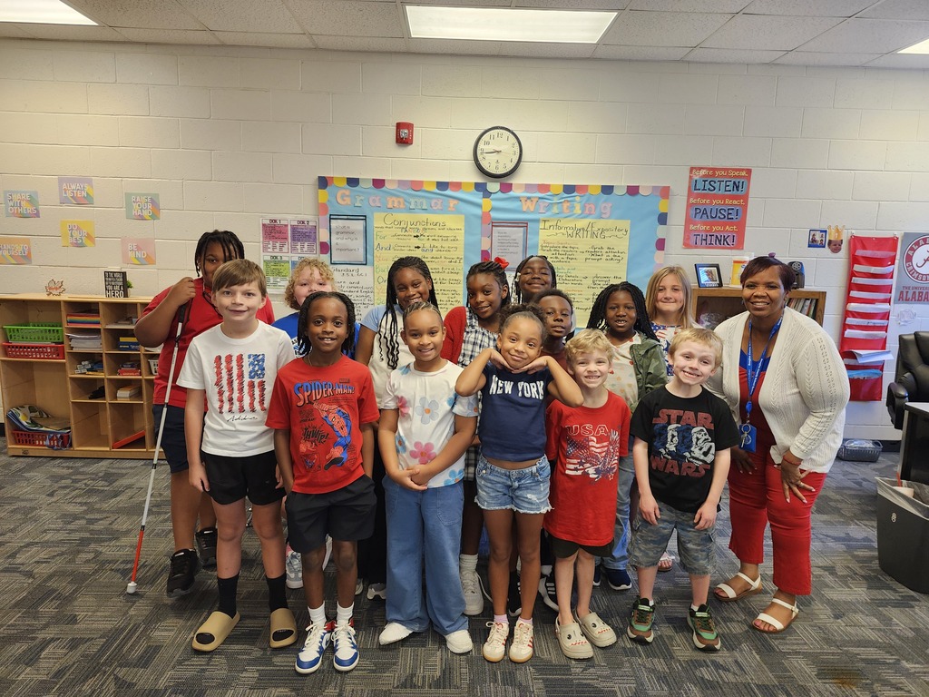 Students in Red, white, and blue 