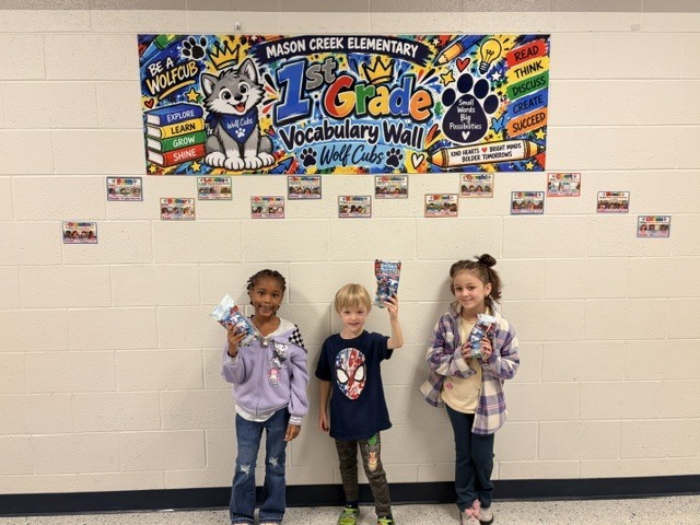 students celebrating vocabulary winners
