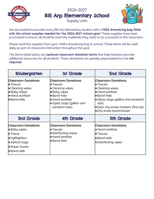 School Supply List