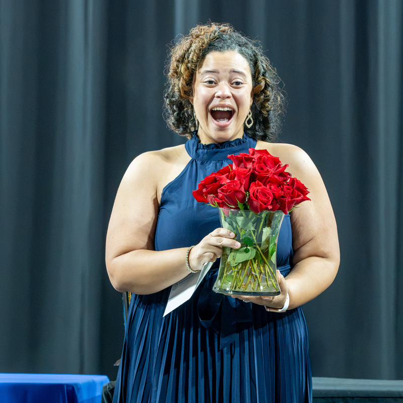 Antoinette Godfrey shows excitement after being named district TOTY.