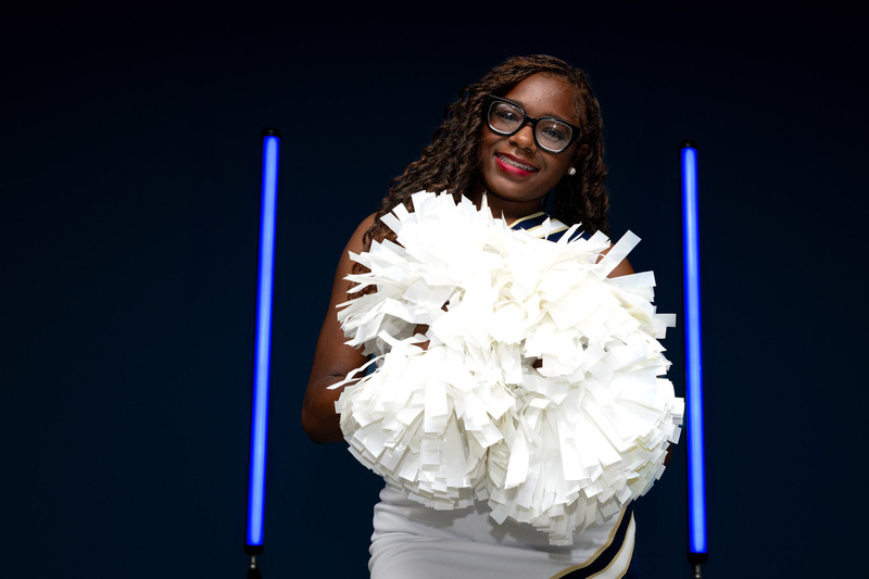 Portrait of DCHS cheer team president Lyriq Vealss