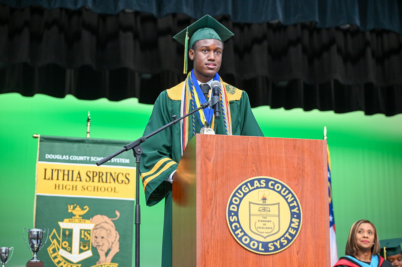 LSHS valedictorian Domani Weems during the 2025 graduation ceremony.