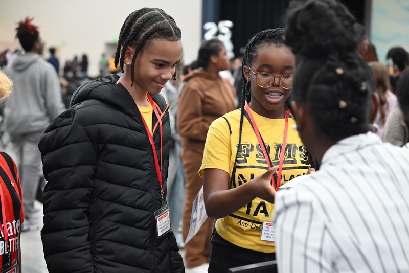 FSMS students interact with a vendor at Power in Truth Conference.