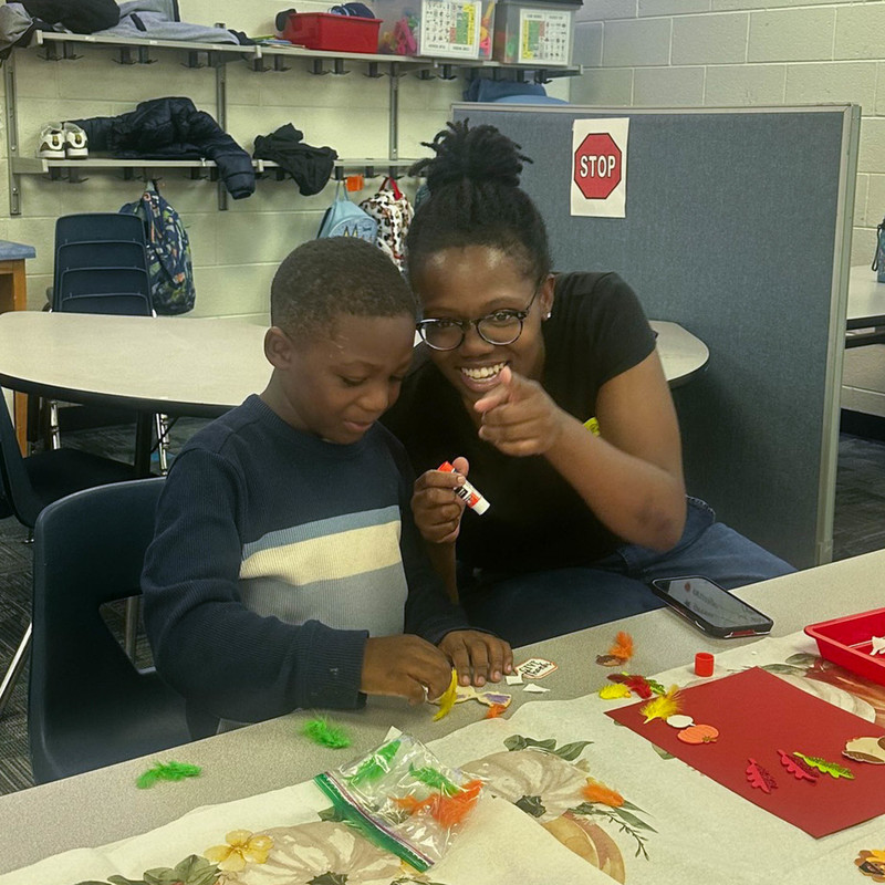 A student and his mom at MAES