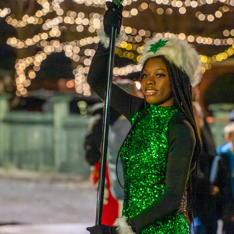 LSHS color guard at Christmas Parade.