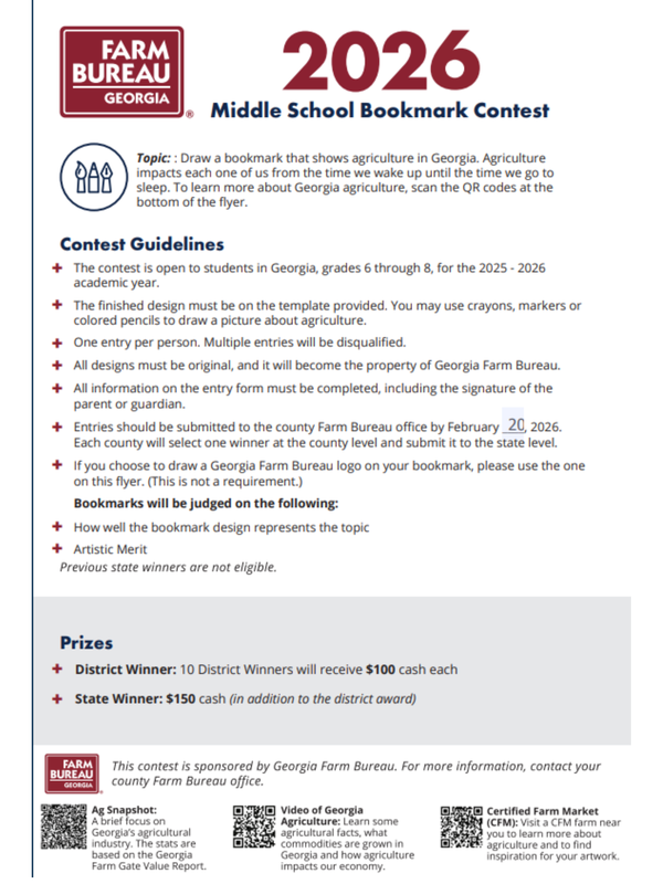 Farm Bureau Bookmark Contest