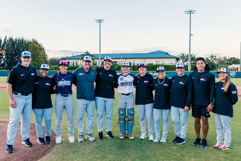 Kennedy Cantrell is pictured with a group at the 2025 Girls Baseball Breakthrough Series.