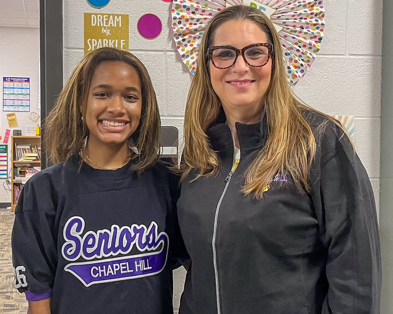 CHMS student Alyssa Blacknall with a teacher.