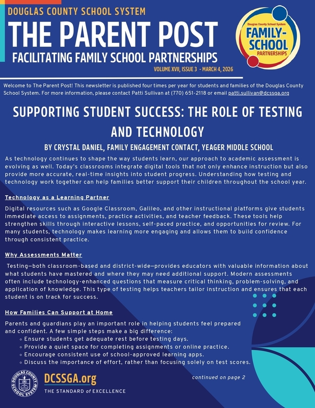 First page of the March 2026 Parent Post newsletter.