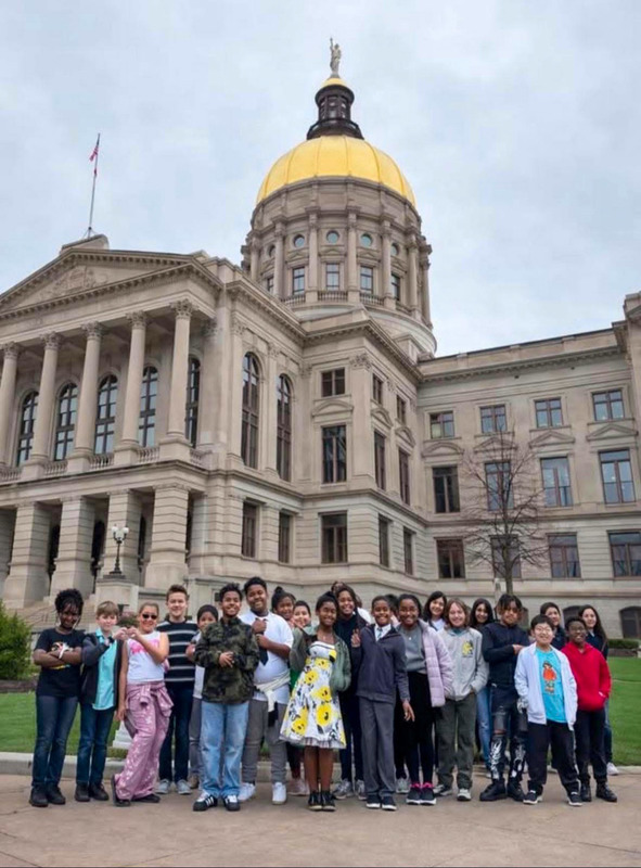 Beulah Beta Club members take a group photo outside the Gold Dome.
