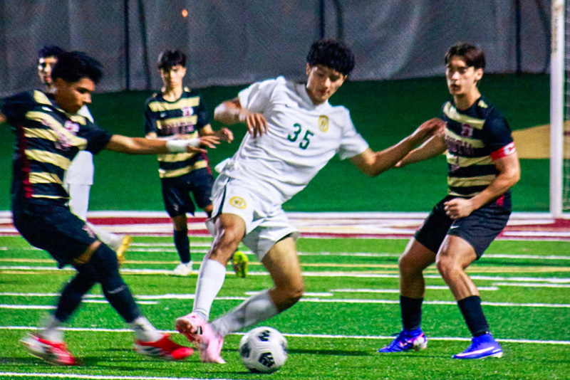 Manny Mancilla kicks the ball during a match. Mancilla leads Lithia Springs with 20 goals.