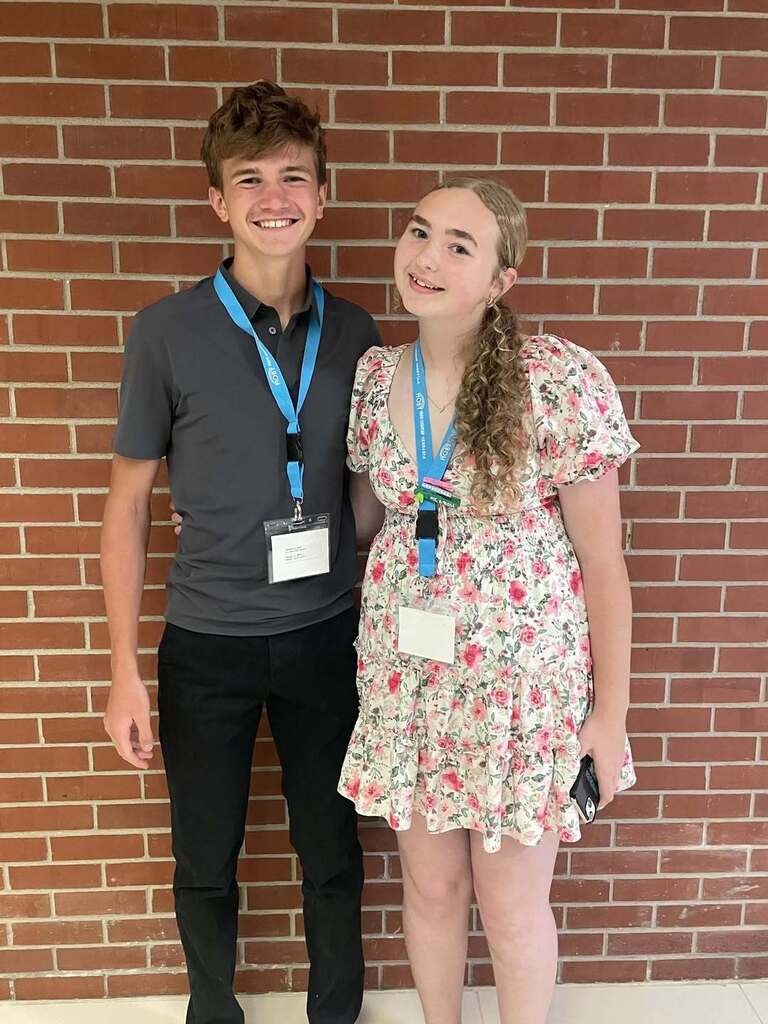 Image of two student Jack and Quinn poising together 