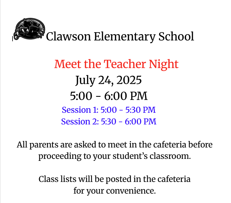 Clawson Meet the Teacher Night