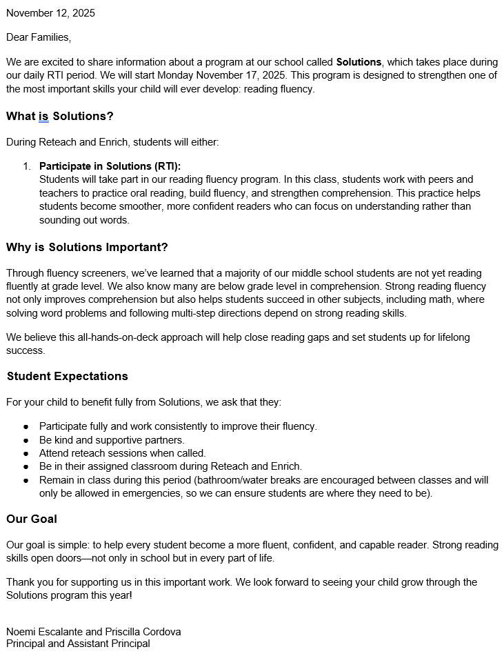 Reading Fluency during RTI