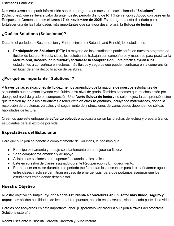 Reading Fluency during RTI