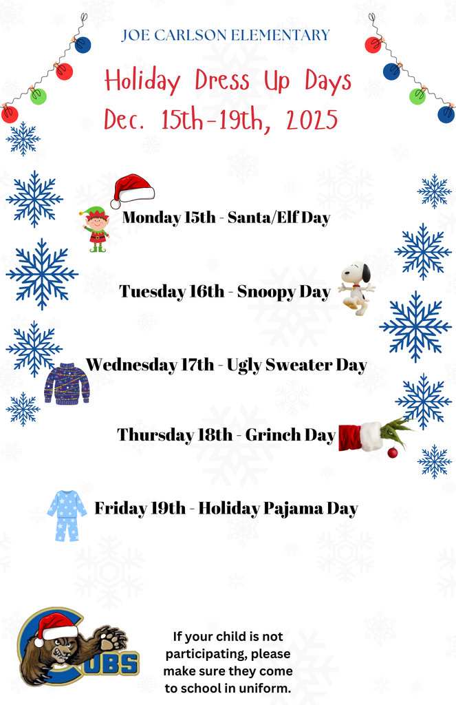 Holiday Dress Up Days Dec 15-19 2025
