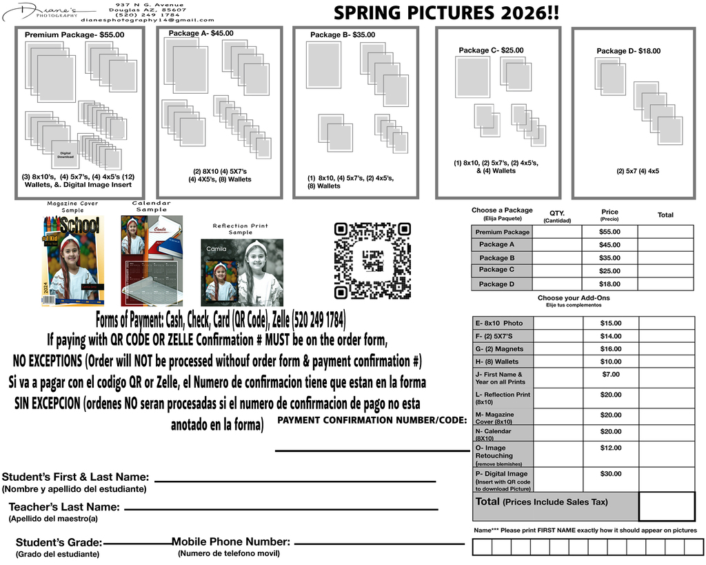 Spring Picture Day Order Form 02-20-2026