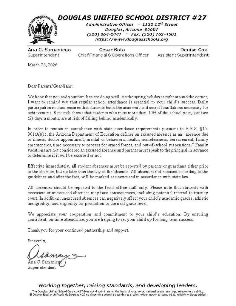 Absence Letter-English