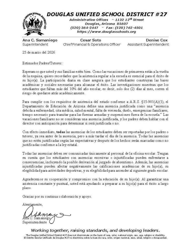 Absence Letter-Spanish