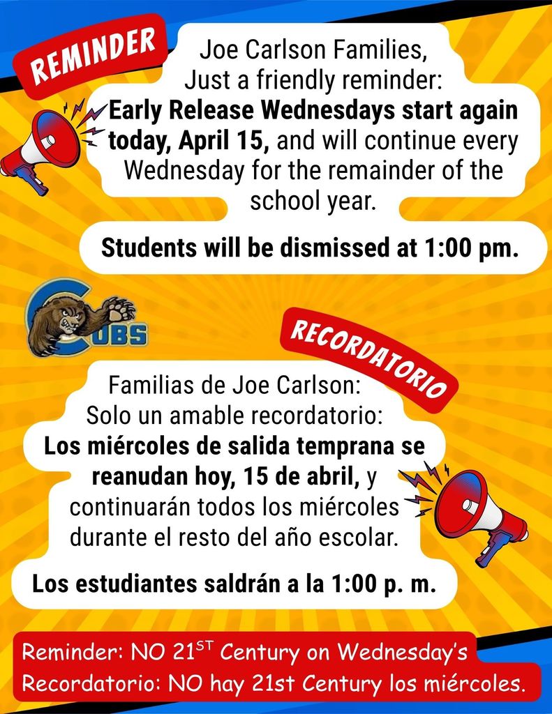 Back to Early Release Wednesdays 04-15-2026
