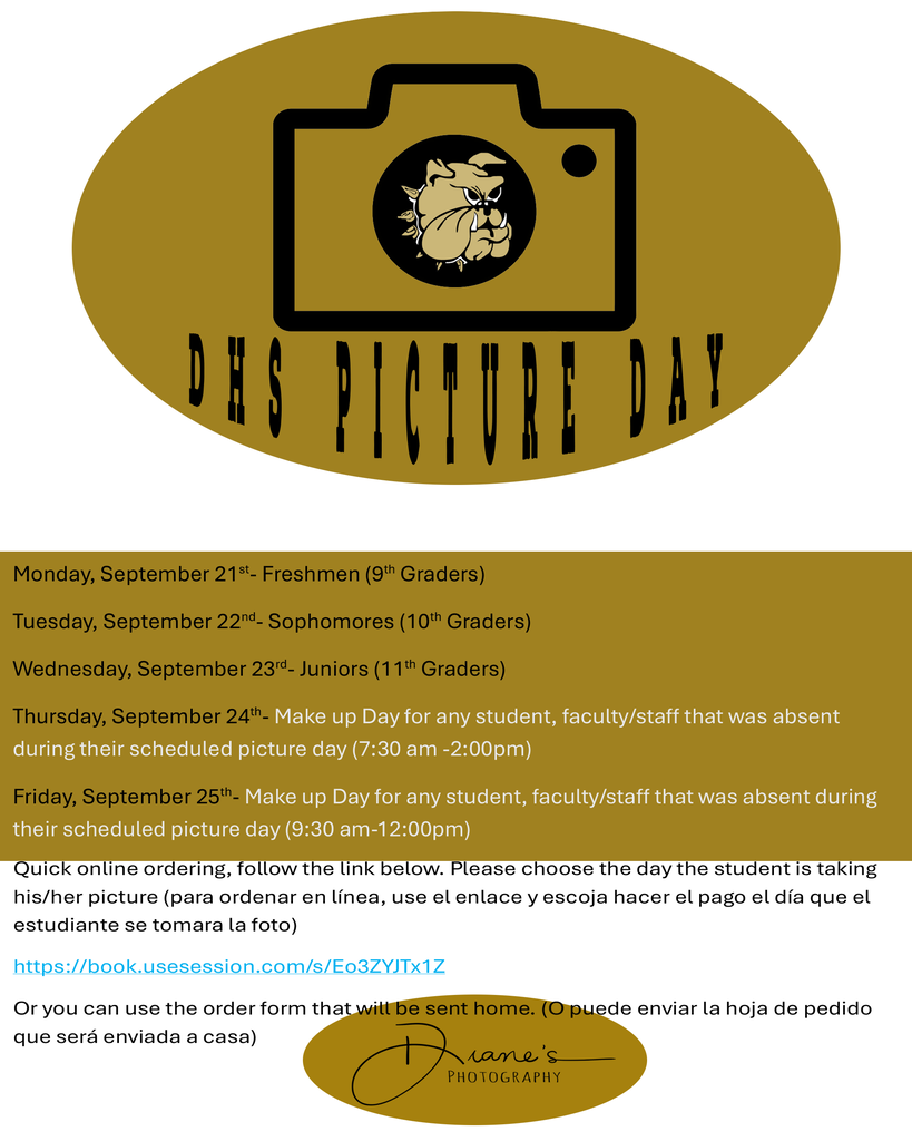 DHS Picture Day Sept 21 to 25th 2026