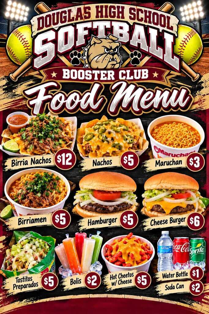 DHS Softball Booster Club Cochise County Fair Menu Sept 2026