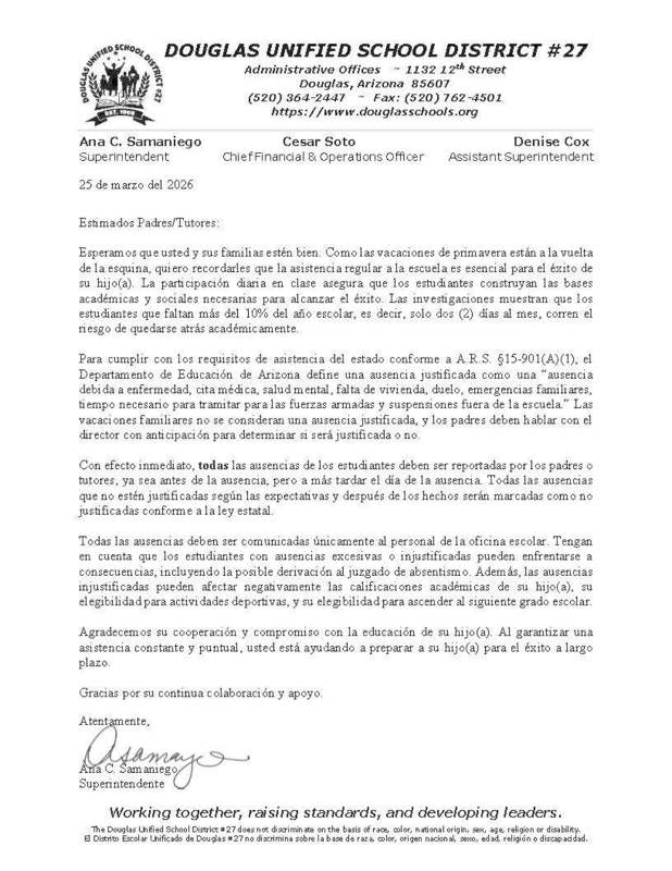 Absence Letter-Spanish