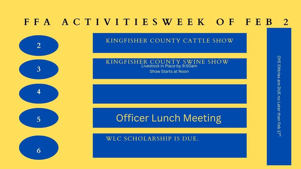 FFA Activates week of February 9th 