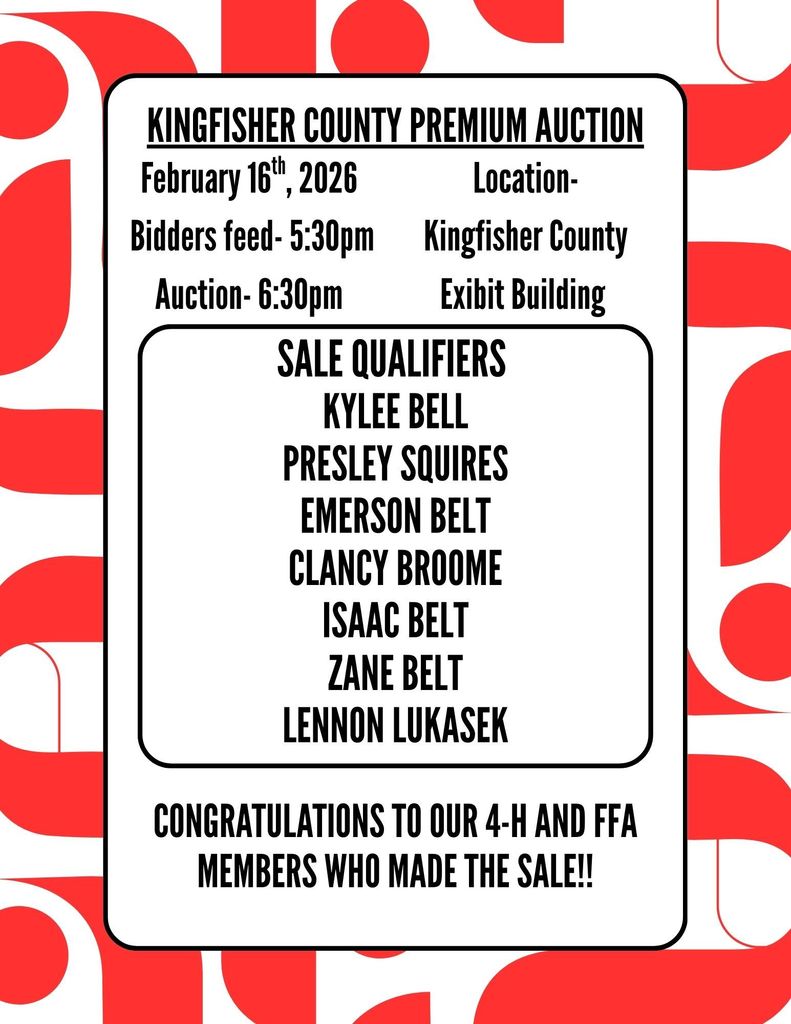 Kingfisher County Livestock Premium Sale. 