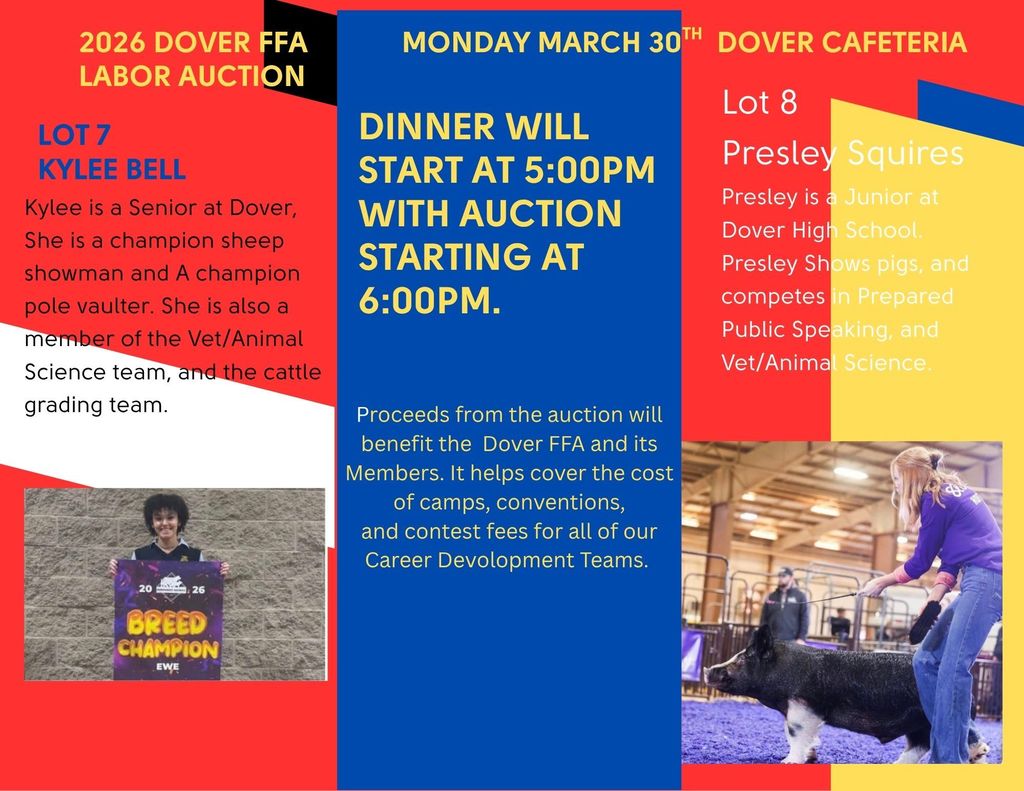 Dinner will start at 5:00pm with auction starting AT 6:00PM.