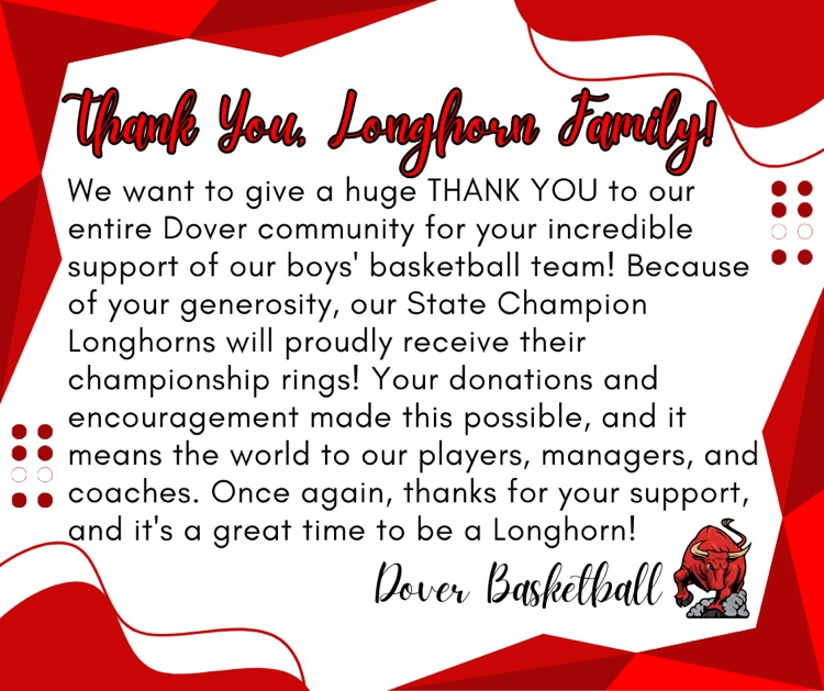 thank you from Dover Basketball 